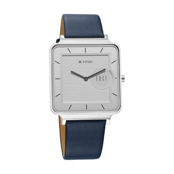 Titan Edge Quad Quartz Analog White Dial With Blue Leather Strap Watch For Men - Image 2
