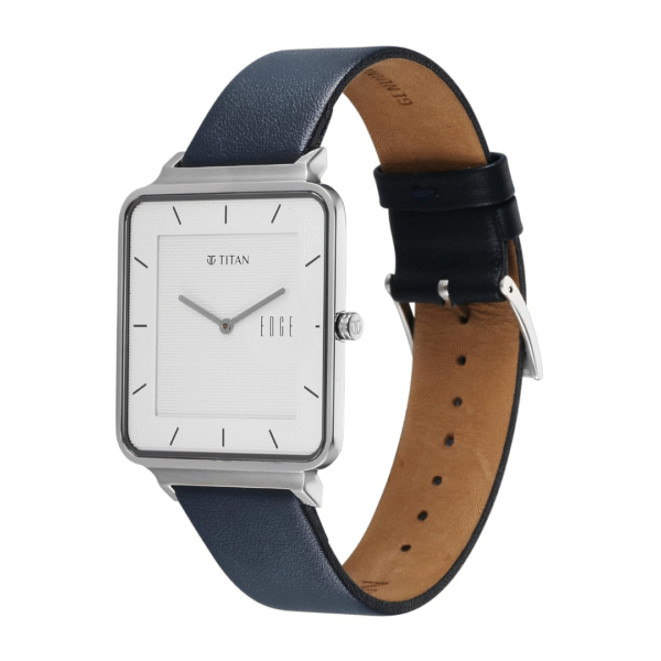 Titan Edge Quad Quartz Analog White Dial With Blue Leather Strap Watch For Men - Image 3