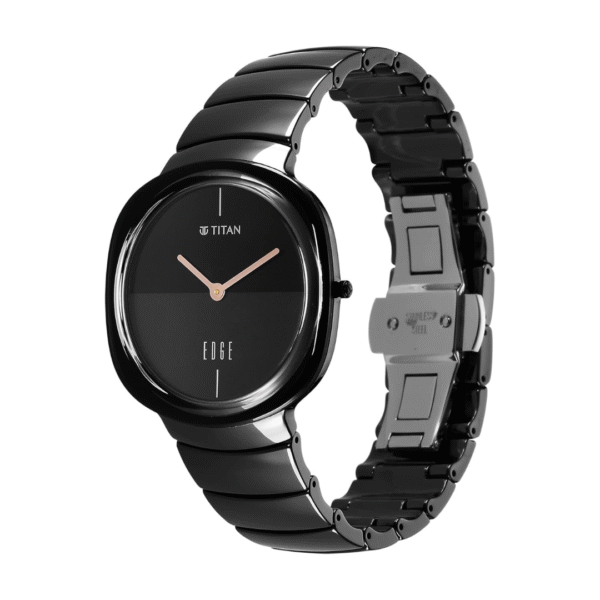 Titan Edge Squircle Black Dial Ceramic Strap Watch - Image 3