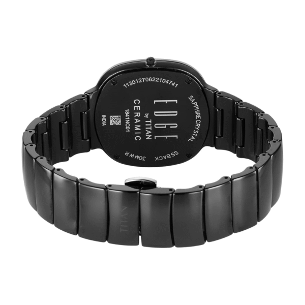 Titan Edge Squircle Black Dial Ceramic Strap Watch - Image 5