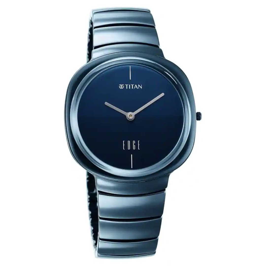 Titan Edge Squircle Blue Dial Ceramic Strap Watch for Men