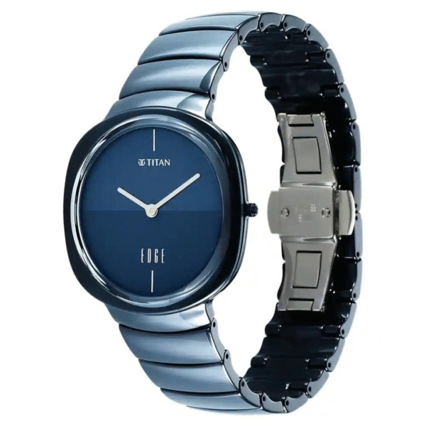 Titan Edge Squircle Blue Dial Ceramic Strap Watch for Men - Image 2