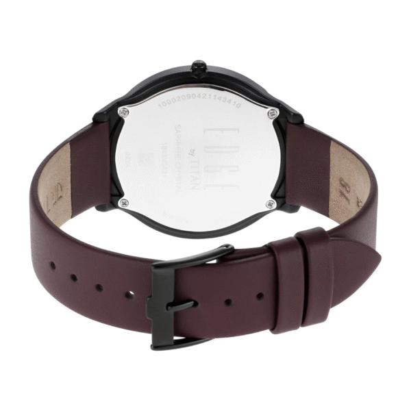 Titan Edge Baseline Watch With Black Dial & Brown Leather Strap - Image 5