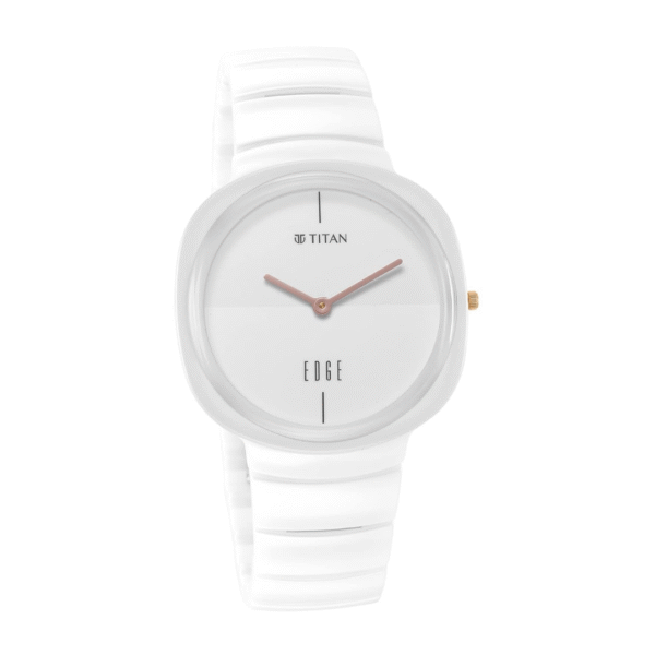 Titan Edge Squircle White Dial Ceramic Strap Watch for Men - Image 2