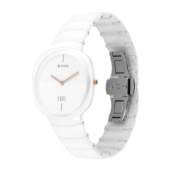 Titan Edge Squircle White Dial Ceramic Strap Watch for Men - Image 3
