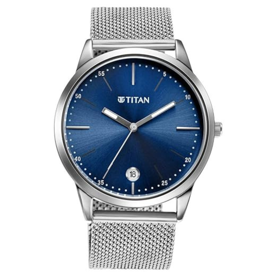 Titan Elmnt Midnight Blue Dial Stainless Steel Strap Watch for Men