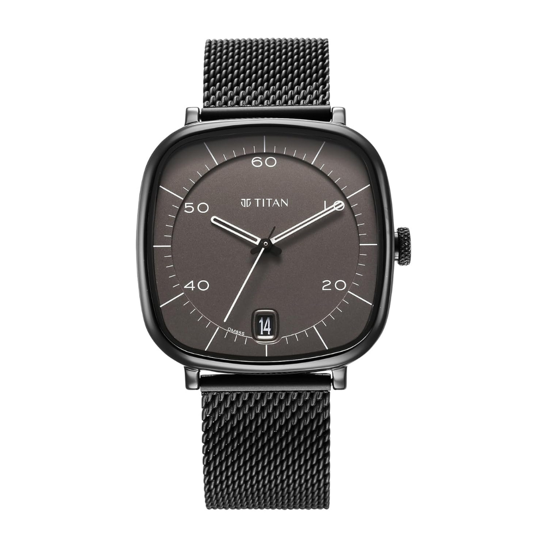 Titan Gents Classique Anthracite Dial Stainless Steel Watch for Men