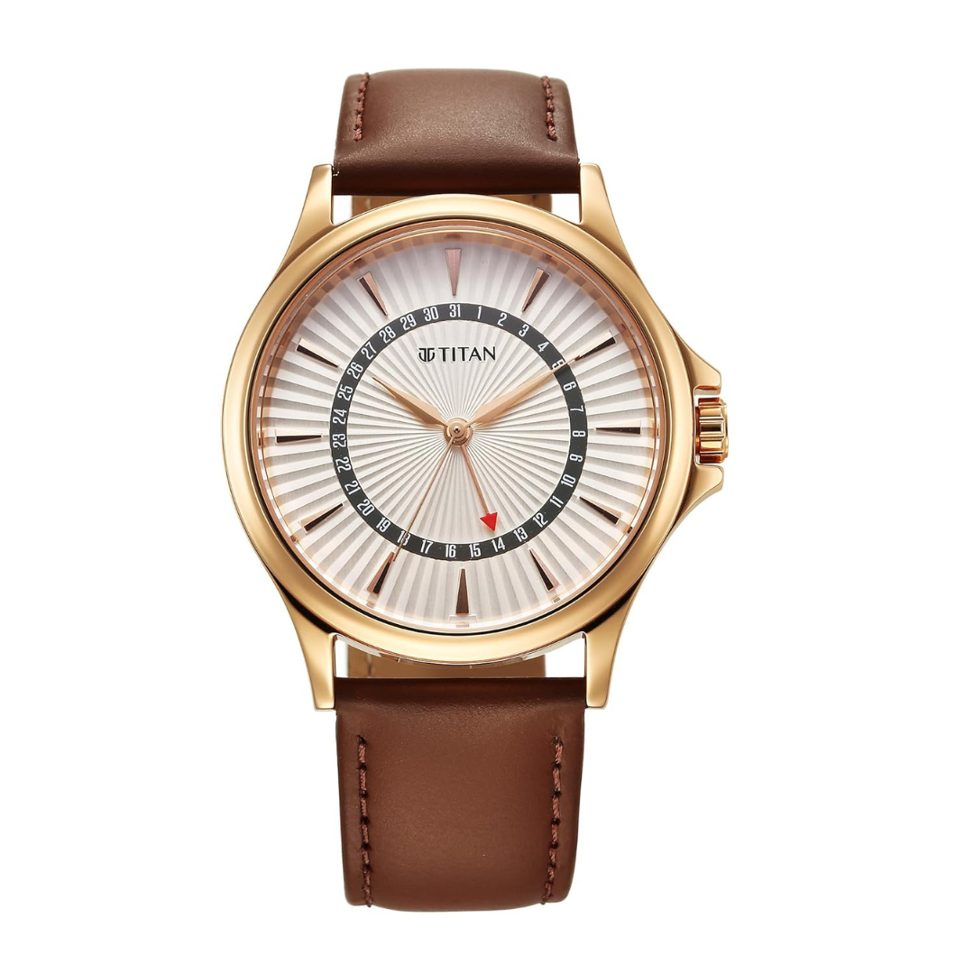 Titan Gents Karishma Brown Leather Strap Watch
