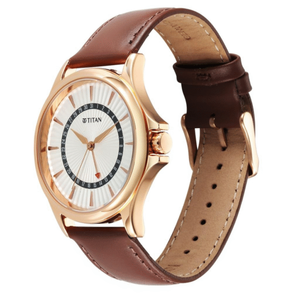 Titan Gents Karishma Brown Leather Strap Watch - Image 2