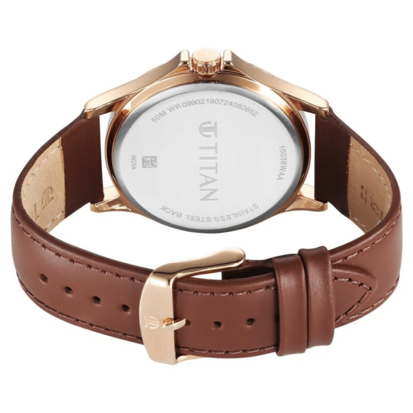 Titan Gents Karishma Brown Leather Strap Watch - Image 4