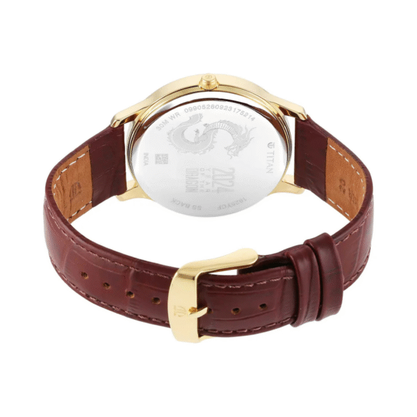 Titan Gold Dial Leather Strap Watch for Men - Image 4