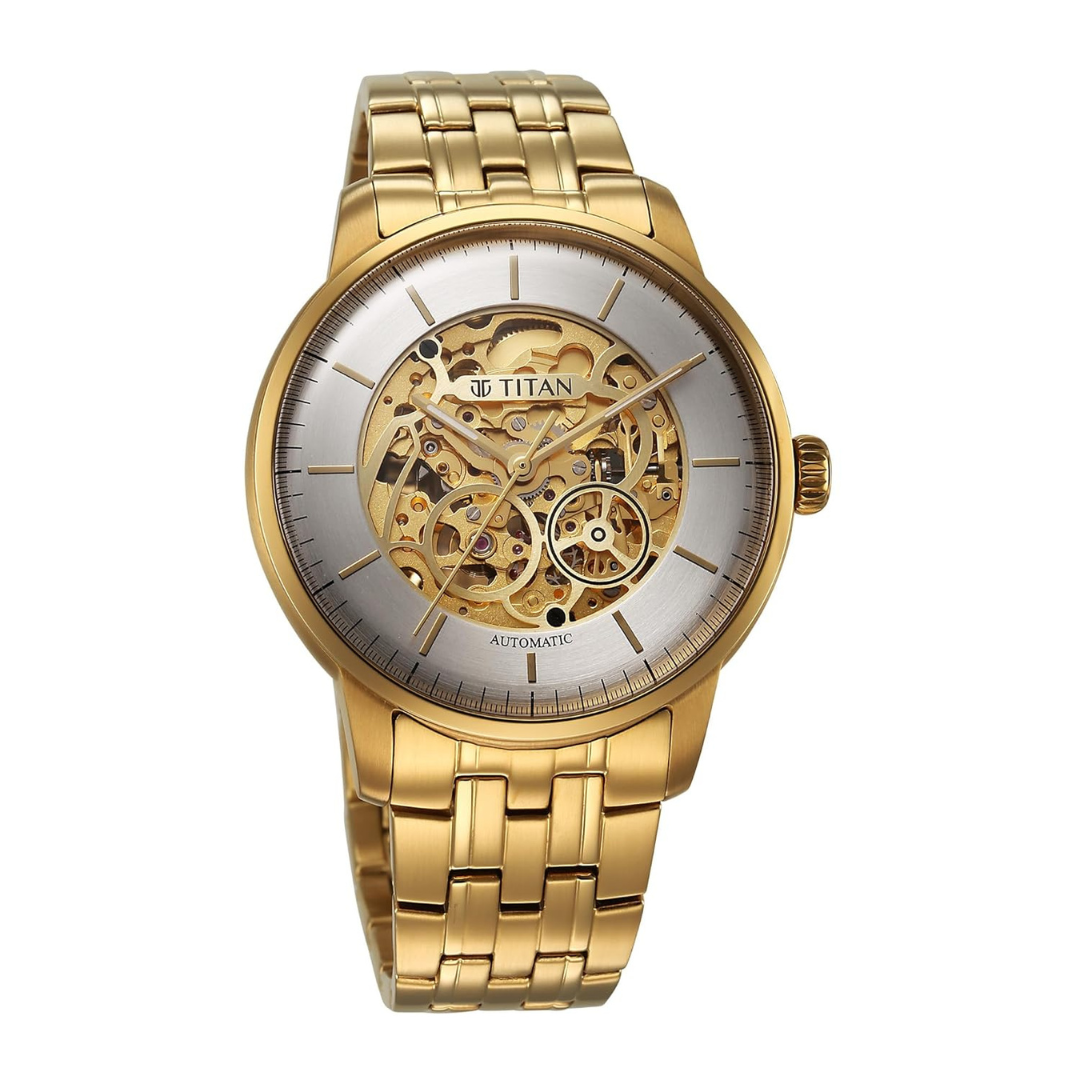 Titan Golden Heart Automatic Silver and Gold Dial Watch for Men
