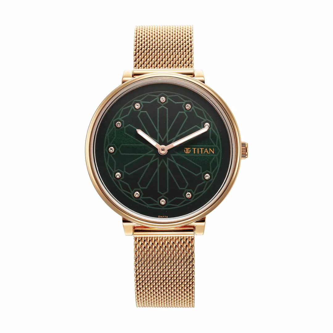 Titan IBD Marhaba Phase 2 Ladies Green Dial Stainless Steel Watch