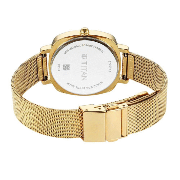 Titan IBD Shaped Cases Ladies Beige Dial Stainless Steel Watch - Image 4
