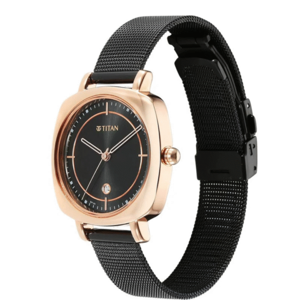 Titan IBD Shaped Cases Ladies Black Dial Stainless Steel Watch - Image 2