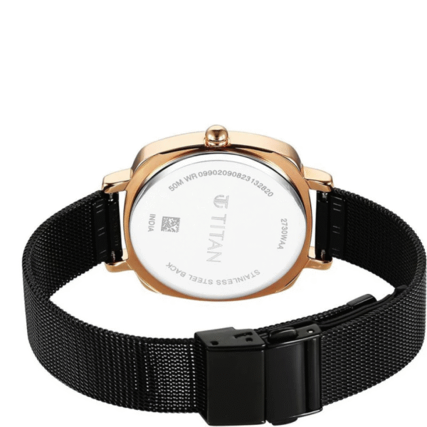 Titan IBD Shaped Cases Ladies Black Dial Stainless Steel Watch - Image 4