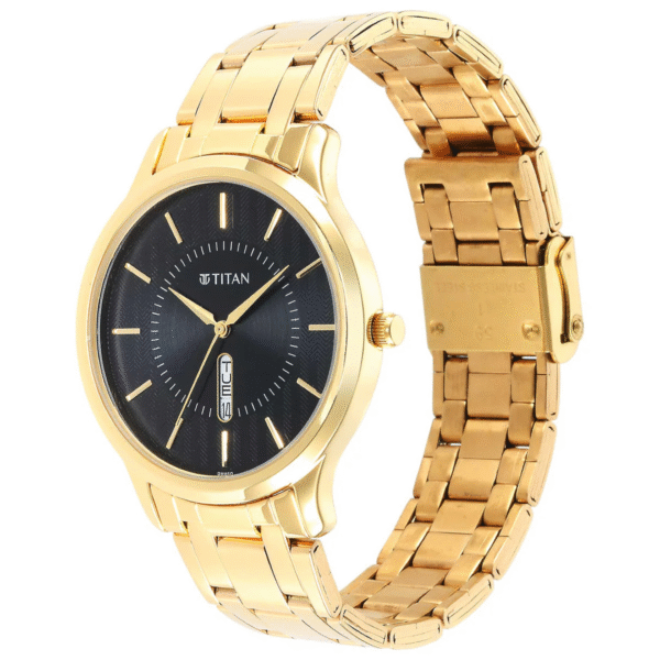 Titan Karishma Black Dial Brass Strap Watch for Men - Image 2