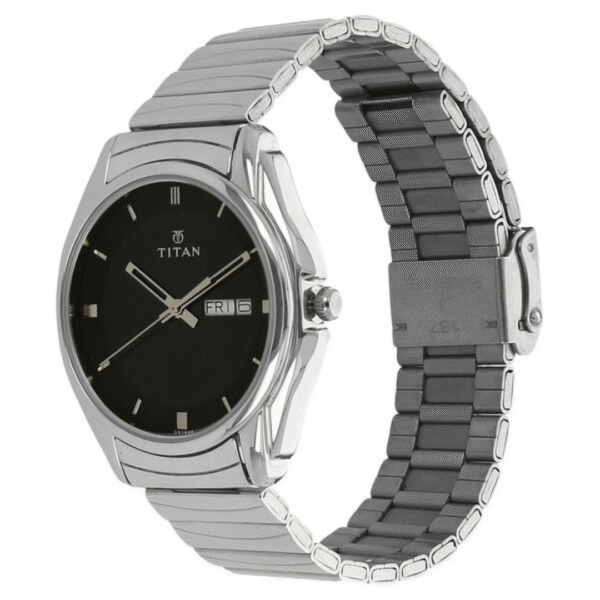Titan Karishma Black Dial Stainless Steel Strap Watch for Men - Image 2