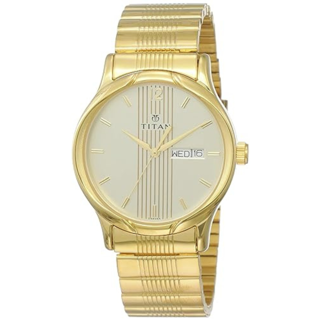Titan Karishma Champagne Dial Stainless Steel Strap Watch for Men