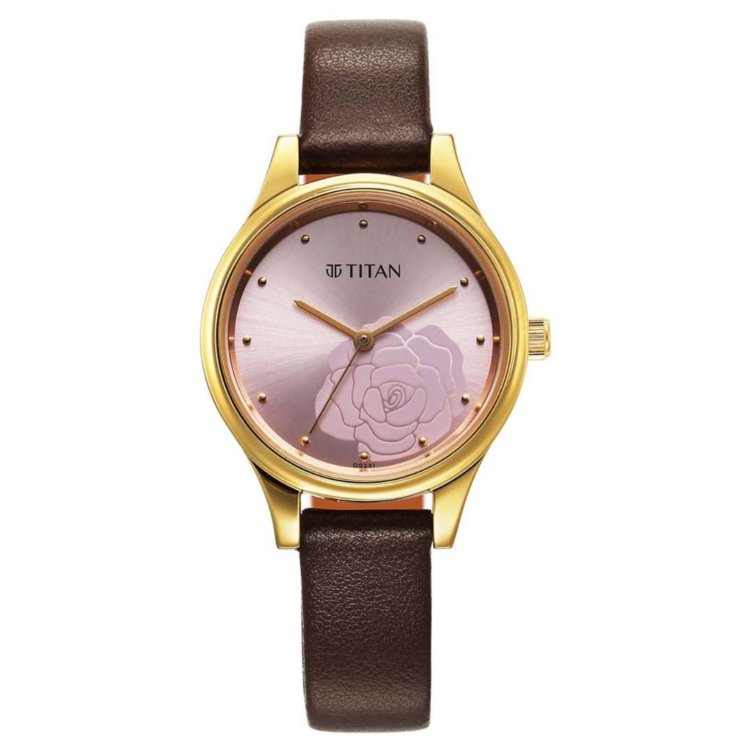 Titan Karishma Fashion Phase 2 Ladies Brown Leather Strap Watch