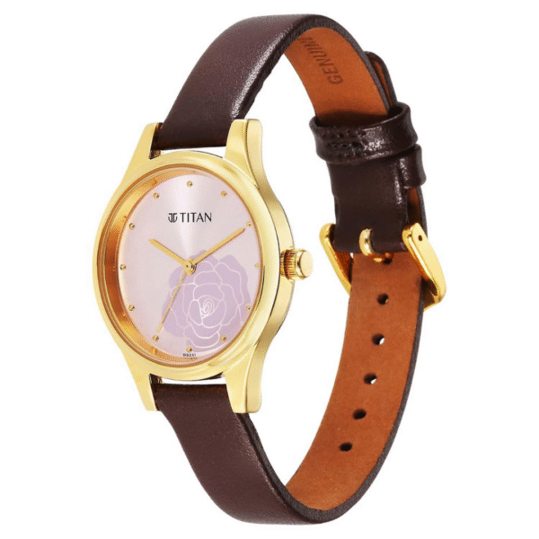 Titan Karishma Fashion Phase 2 Ladies Brown Leather Strap Watch - Image 2