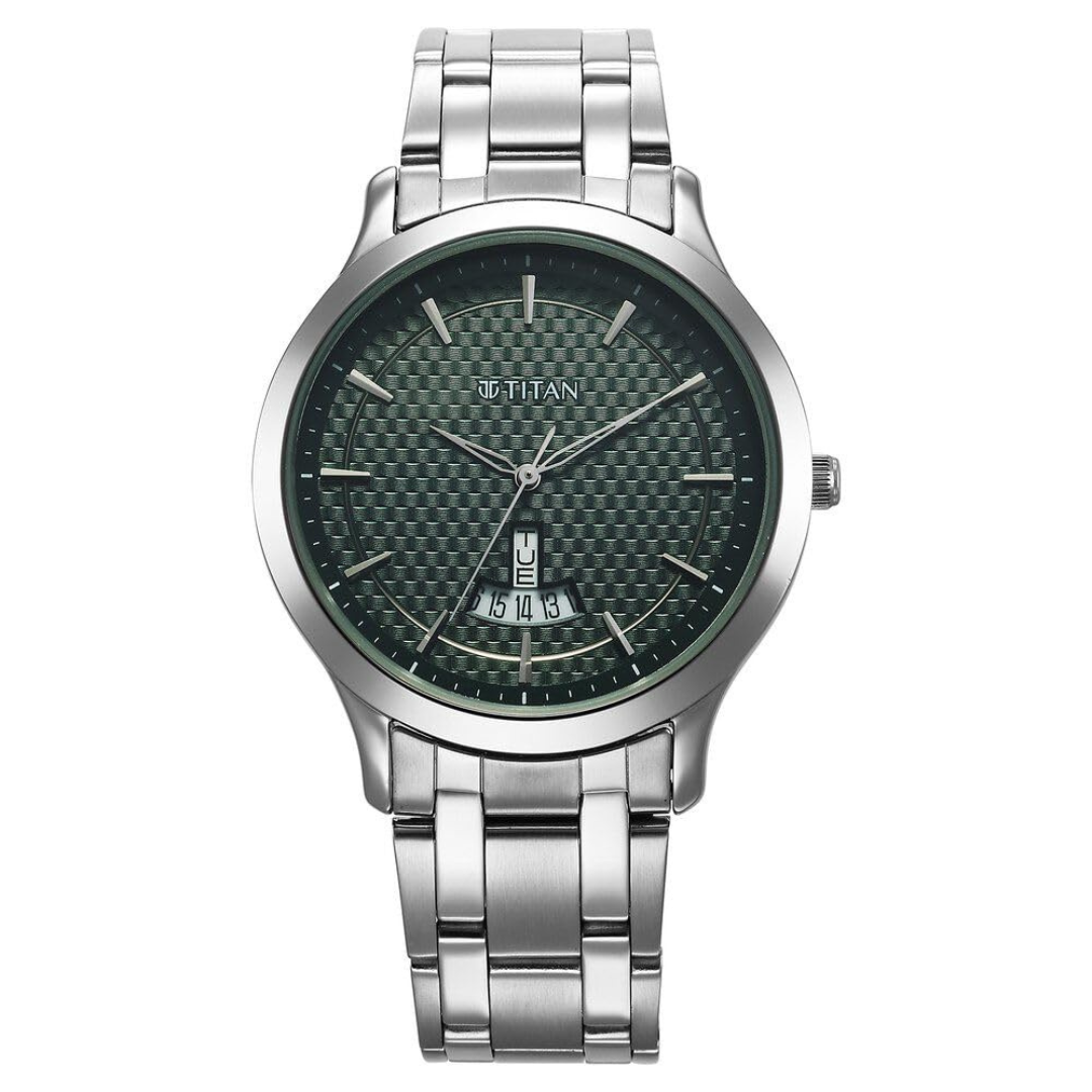 Titan Karishma Radiance Green Dial Stainless Steel Watch for Men