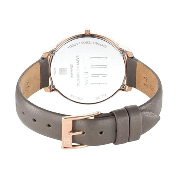 Titan Ladies Edge Black Dial Black Leather Strap Watch - Image 5