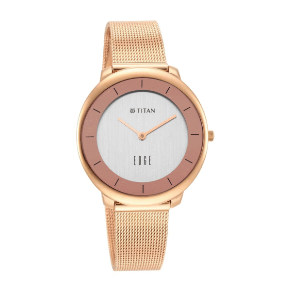 Titan Ladies Edge Rose Gold Dial Rose Gold Stainless Steel Strap Watch - Image 2
