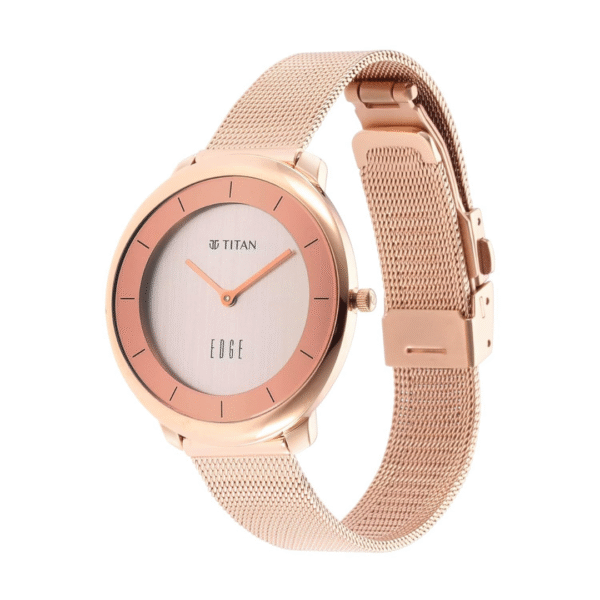 Titan Ladies Edge Rose Gold Dial Rose Gold Stainless Steel Strap Watch - Image 3