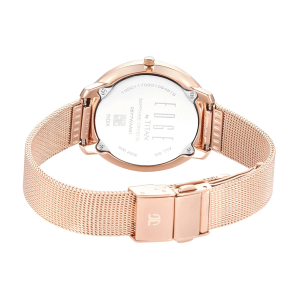 Titan Ladies Edge Rose Gold Dial Rose Gold Stainless Steel Strap Watch - Image 5