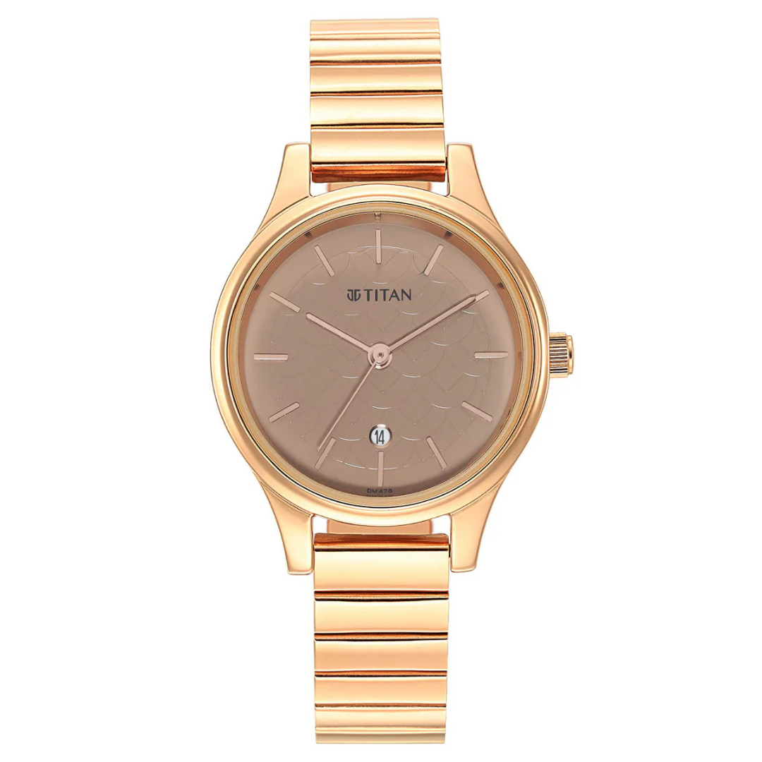 Titan Ladies Karishma Brown Dial Metal Strap Watch
