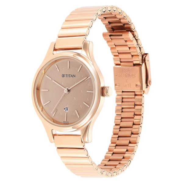 Titan Ladies Karishma Brown Dial Metal Strap Watch - Image 2
