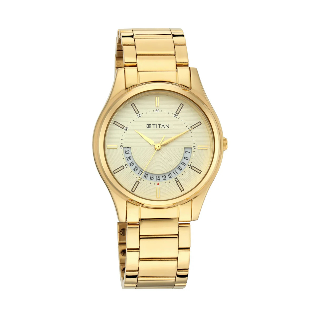 Titan Lagan Yellow Dial Analog Watch for Men
