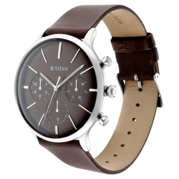 Titan Light Leathers Brown Dial Multifunction Watch for Men - Image 2