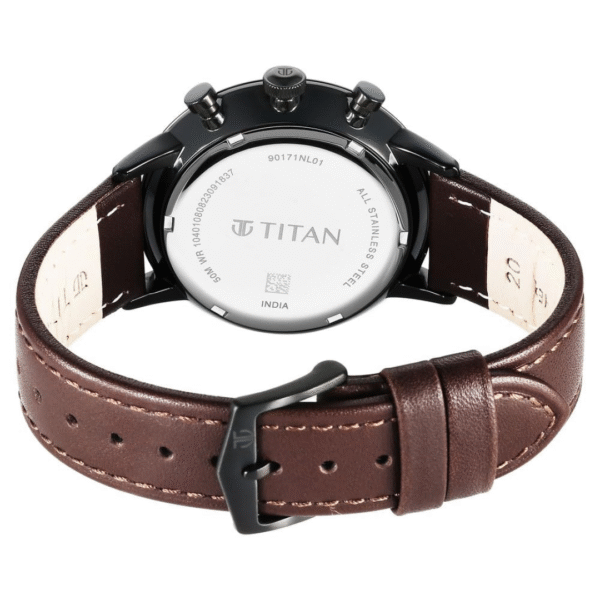 Titan Light Leathers Quartz Multifunction Black Dial Watch for Men - Image 4