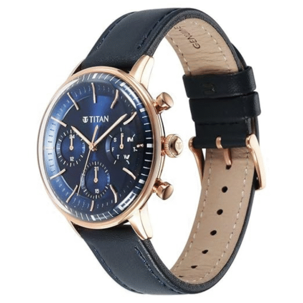 Titan Light Leathers Quartz Multifunction Blue Dial Stainless Steel Watch for Men - Image 2