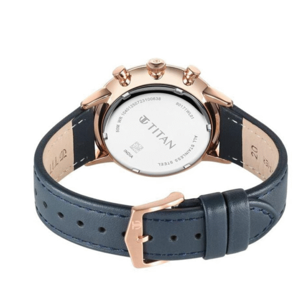 Titan Light Leathers Quartz Multifunction Blue Dial Stainless Steel Watch for Men - Image 4