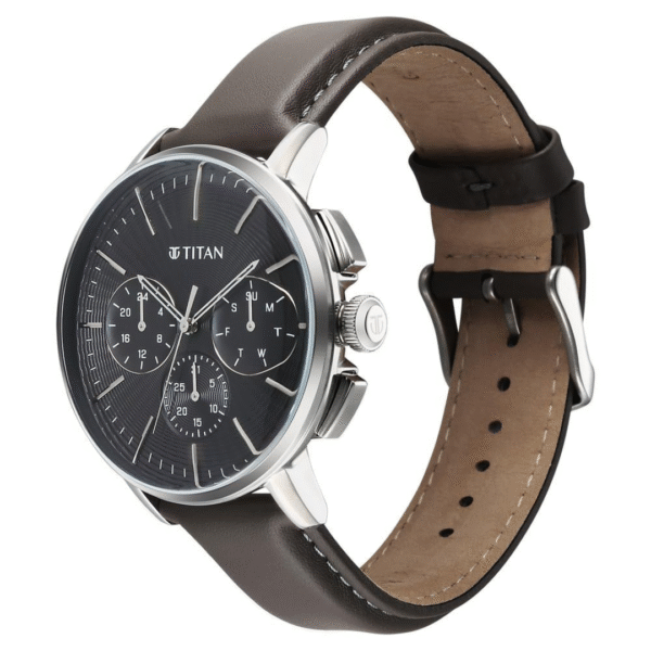 Titan Light Leathers VII Anthracite Dial Anthracite Leather Strap Watch for Men - Image 2