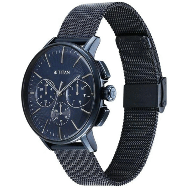 Titan Light Leathers VII Blue Dial Stainless Steel Strap Watch for Men - Image 2