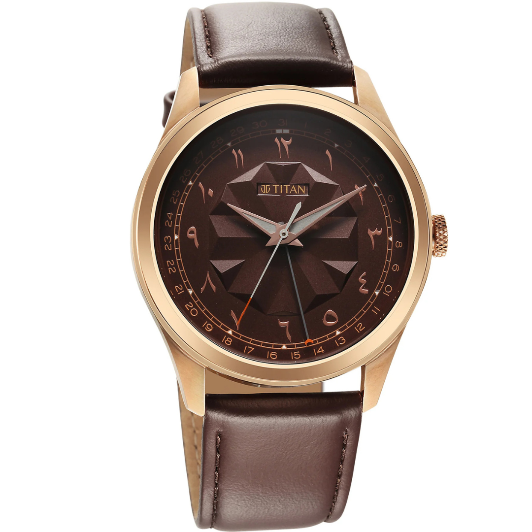 Titan Marhaba Brown Dial Leather Strap Watch for Women