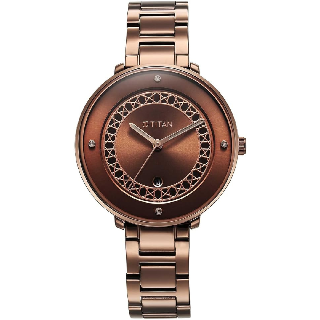 Titan Marhaba Brown Dial Stainless Steel Analog Watch for Women