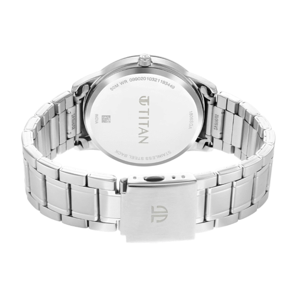 Titan Minimals Black Dial Analog with Date Metal Strap Watch for Men - Image 4