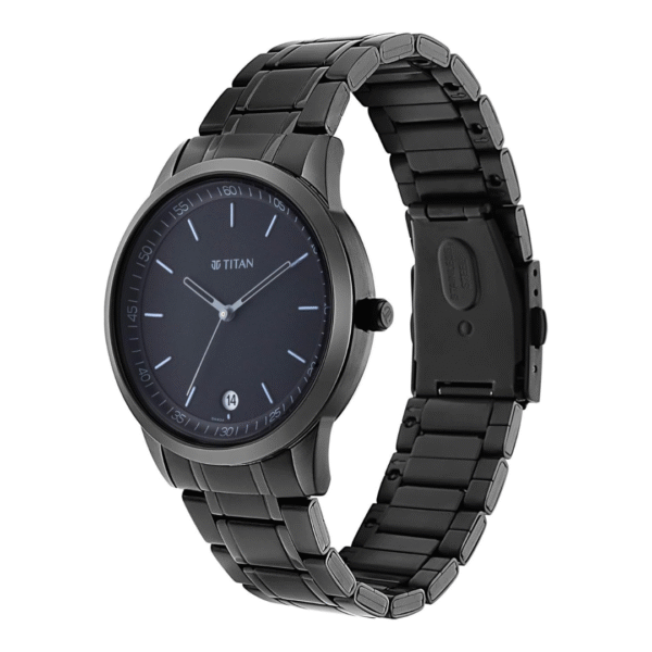 Titan Minimals Black Dial Metal Strap Watch for Men - Image 2