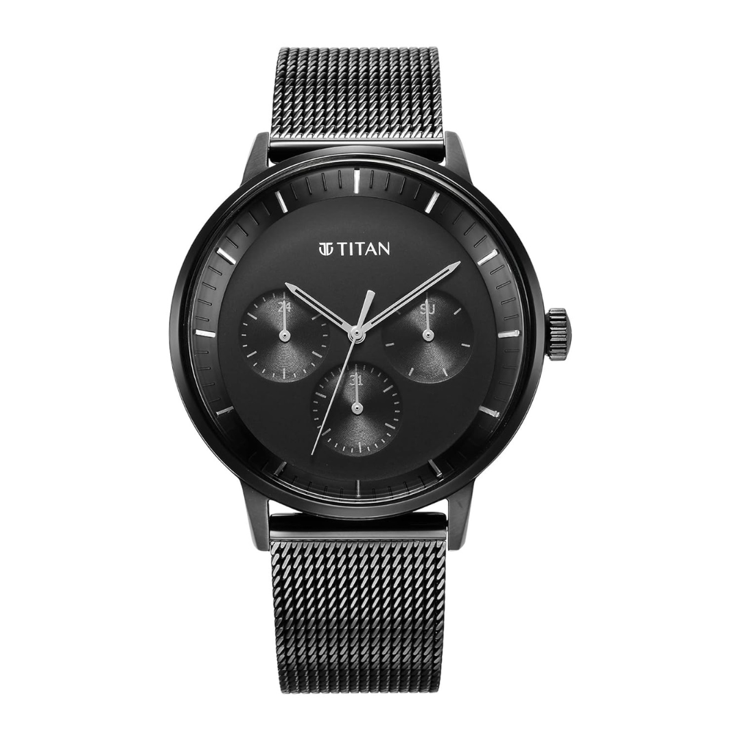 Titan Modern Classics Black Dial Multi Stainless Steel Strap watch for Men