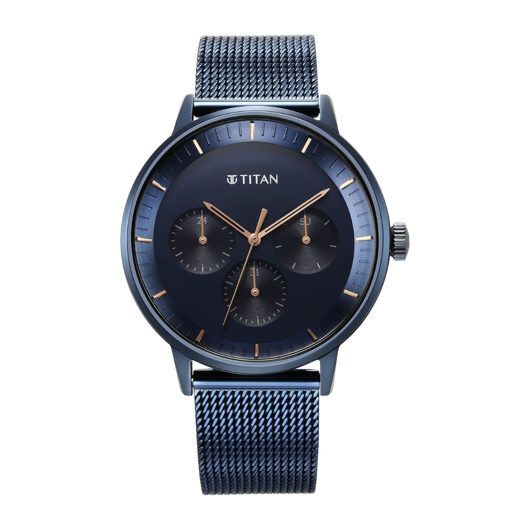 Titan Modern Classics Blue Dial Multi Stainless Steel Strap watch for Men