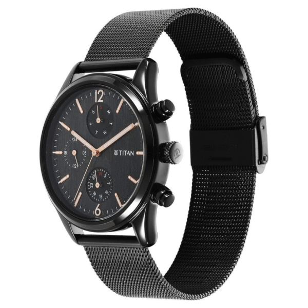Titan Neo Black & Gold Quartz Analog Watch for Men - Image 2