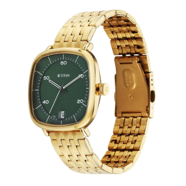 Titan Neo Curve 2.0 Green Dial Gold Stainless Steel Watch for Men - Image 2