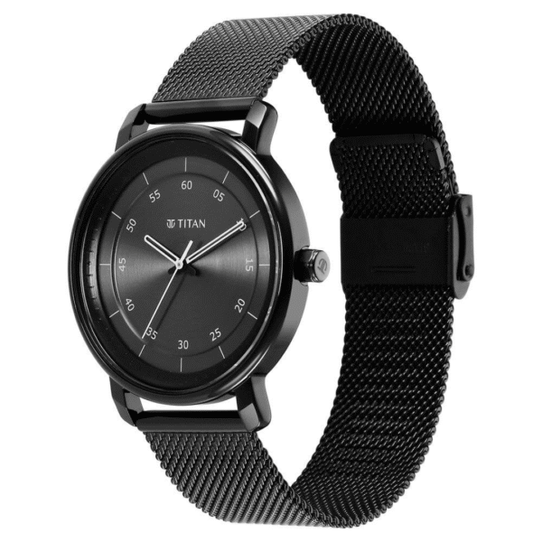 Titan Neo Economy Anthracite Dial Black Leather Strap Watch for Men - Image 2