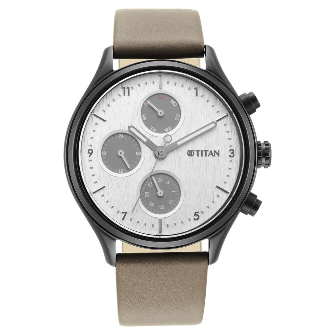 Titan Neo Silver Dial Multifunction Watch for Men