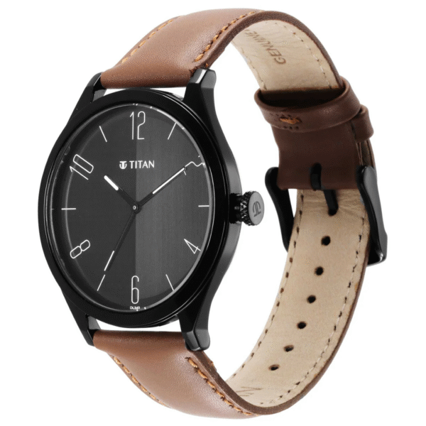 Titan Neo Workwear Black Dial Leather Strap Analog Watch for Men - Image 2